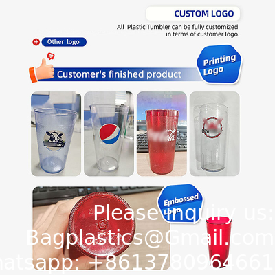 8oz Custom Tumbler Cup Logo Amber Drinkglassen Water Tumbler Plastic Tumbler Drankbeker