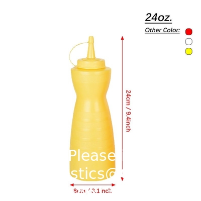 24oz Dessertgereedschap Spijtigheidssous Fles met deksels Plastic Squeeze Sauce Fles Spuit Flessen voor vloeistoffen