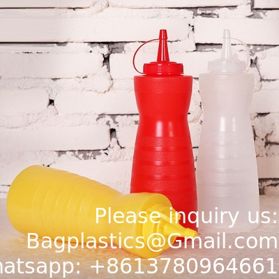 24oz Dessertgereedschap Spijtigheidssous Fles met deksels Plastic Squeeze Sauce Fles Spuit Flessen voor vloeistoffen