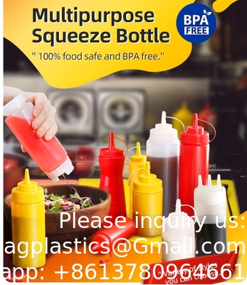 24oz Dessertgereedschap Spijtigheidssous Fles met deksels Plastic Squeeze Sauce Fles Spuit Flessen voor vloeistoffen