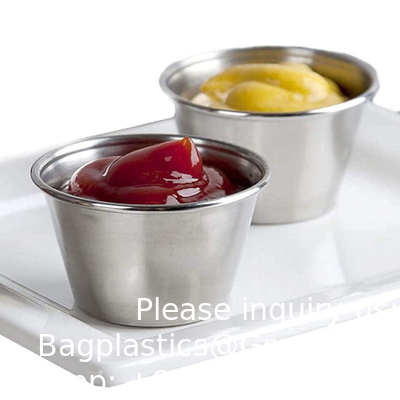 2.5oz Metalen sausbekers Roestvrij staal Dip sausbekers Salad dressing container Kruiden containers Portie Cup