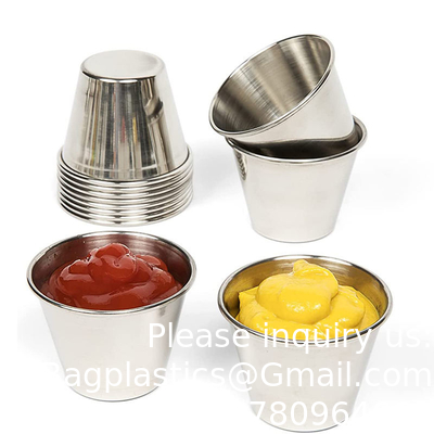2.5oz Metalen sausbekers Roestvrij staal Dip sausbekers Salad dressing container Kruiden containers Portie Cup