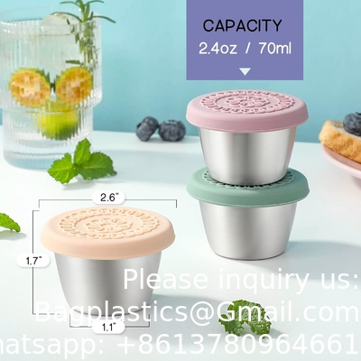 2.5oz Metalen sausbekers Roestvrij staal Dip sausbekers Salad dressing container Kruiden containers Portie Cup