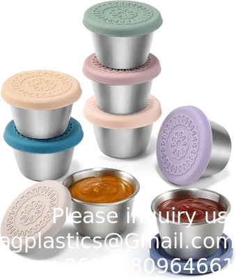 2.5oz Metalen sausbekers Roestvrij staal Dip sausbekers Salad dressing container Kruiden containers Portie Cup