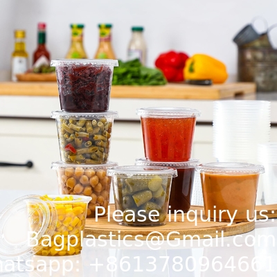 5.5 oz portiebekers met deksels, Jello Shot-bekers, kleine plastic containers, luchtdichte en stapelbare soufflebekers
