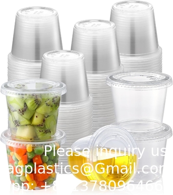 5.5 oz portiebekers met deksels, Jello Shot-bekers, kleine plastic containers, luchtdichte en stapelbare soufflebekers