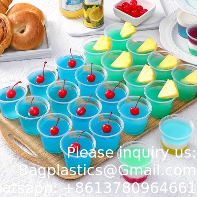 5.5 oz portiebekers met deksels, Jello Shot-bekers, kleine plastic containers, luchtdichte en stapelbare soufflebekers