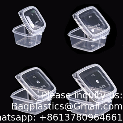 1oz 2oz 3oz 4oz vierkant wegwerp Chili Sauce Cups Neem uit PP Materiaal Duidelijke Plastic Portion Cup Met Hinged Deksel