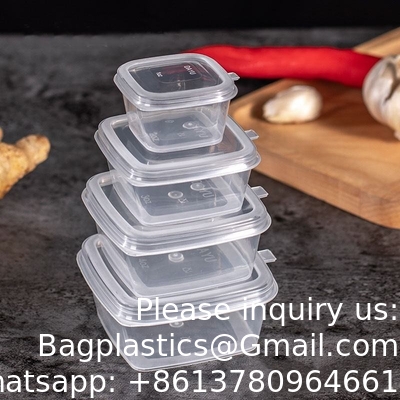 1oz 2oz 3oz 4oz vierkant wegwerp Chili Sauce Cups Neem uit PP Materiaal Duidelijke Plastic Portion Cup Met Hinged Deksel