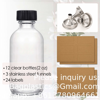 Kleine heldere glazen flessen met deksels Boston Proefflessen voor drankjes, sappen, wellness, gembershots, whisky, vloeistoffen