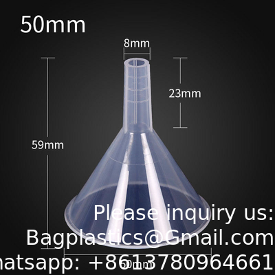 Eenmalig plastic verbruiksmateriaal laboratoriumfunnels Duidelijke kunststoffunnel, transparante PP-kunststof mini-parfume dispensing funnel