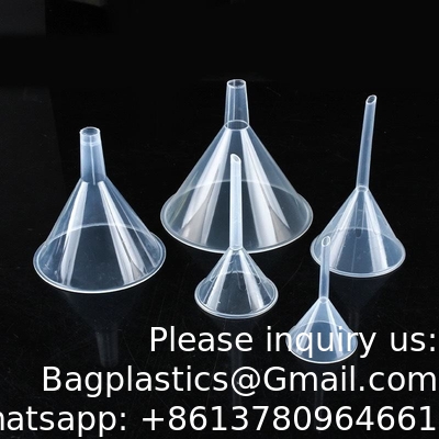 Eenmalig plastic verbruiksmateriaal laboratoriumfunnels Duidelijke kunststoffunnel, transparante PP-kunststof mini-parfume dispensing funnel