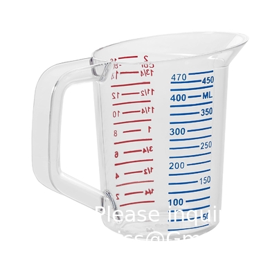 500 ml meetbekers met spout doorzichtige kunststof afgeleide meetbekers voor laboratorium, keuken