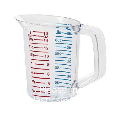 500 ml meetbekers met spout doorzichtige kunststof afgeleide meetbekers voor laboratorium, keuken