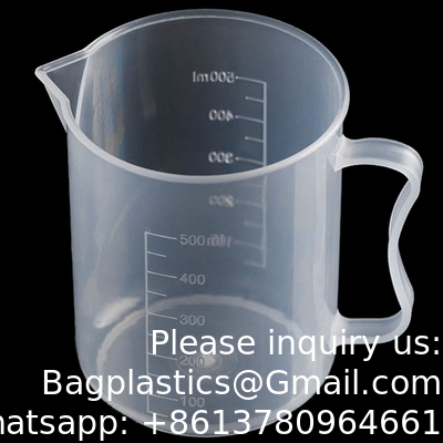 500 ml meetbekers met spout doorzichtige kunststof afgeleide meetbekers voor laboratorium, keuken