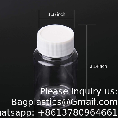 Duidelijke pillenfles Plastic medicijnfles Leeg reagensfles Chemische containers met dop voor vloeibare vaste poeder