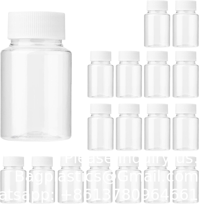 Duidelijke pillenfles Plastic medicijnfles Leeg reagensfles Chemische containers met dop voor vloeibare vaste poeder