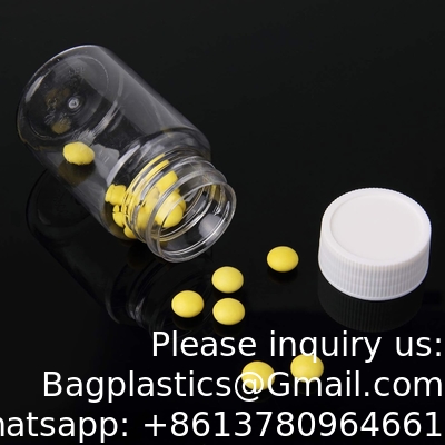 Duidelijke pillenfles Plastic medicijnfles Leeg reagensfles Chemische containers met dop voor vloeibare vaste poeder