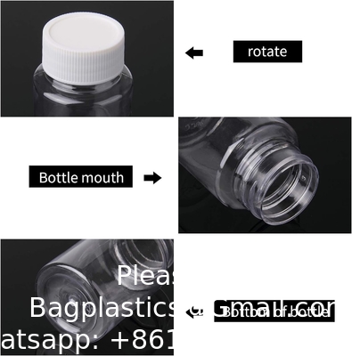 Duidelijke pillenfles Plastic medicijnfles Leeg reagensfles Chemische containers met dop voor vloeibare vaste poeder