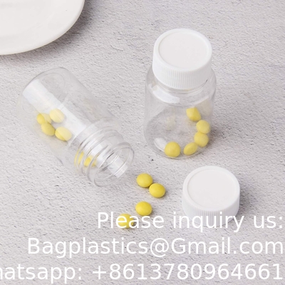 Duidelijke pillenfles Plastic medicijnfles Leeg reagensfles Chemische containers met dop voor vloeibare vaste poeder