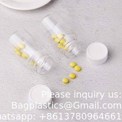 Duidelijke pillenfles Plastic medicijnfles Leeg reagensfles Chemische containers met dop voor vloeibare vaste poeder