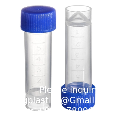 Set van 100 kunststof proefbuizen met deksels, 5 ml gegradueerde proefbuizen met schroefkappen kleine flacons houder voor vloeistof