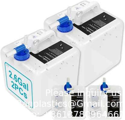 Watercontainer 2,6-gallon BPA-vrij, wateropslagcontainers voor noodgevallen met spigot, opvouwbare draagbare opslagpot