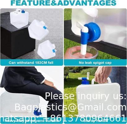 Watercontainer 2,6-gallon BPA-vrij, wateropslagcontainers voor noodgevallen met spigot, opvouwbare draagbare opslagpot