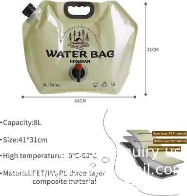 Opvouwbaar wateropslagvat - draagbare container van 1,9 liter met spigot, waterzak voor camping voor wandelen in de buitenlucht