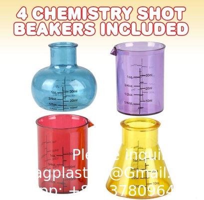 Chemie Glas Set, 4 Plastic Laboratory Glasses, Grappige Wetenschappelijke Geschenken, Cool Chemie Graduatie Gag Gift