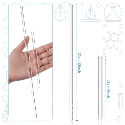 Laboratorium Medische Wetenschappen Glasstok 12&quot; Lengte Roerstok Glas Roerstokken Roerstok met beide ronde uiteinden