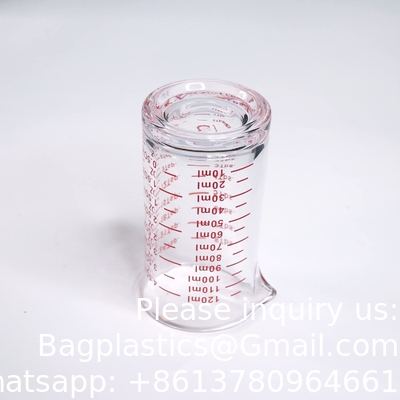 Schot Glass Measuring Cup 4 ounce/120ml Liquid Heavy High Espresso Glass Cup Red Line,V-vormige afvoer
