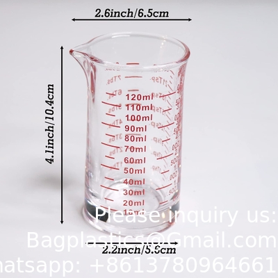 Schot Glass Measuring Cup 4 ounce/120ml Liquid Heavy High Espresso Glass Cup Red Line,V-vormige afvoer