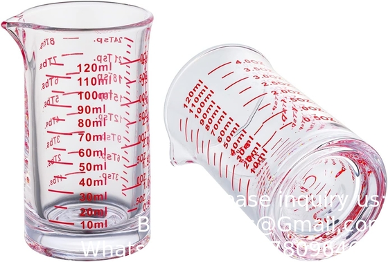 Schot Glass Measuring Cup 4 ounce/120ml Liquid Heavy High Espresso Glass Cup Red Line,V-vormige afvoer