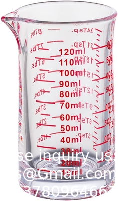 Schot Glass Measuring Cup 4 ounce/120ml Liquid Heavy High Espresso Glass Cup Red Line,V-vormige afvoer