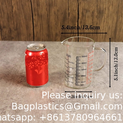 Glas meetbeker [geïsoleerd handvat, V-vormige slang] gemaakt van hoog borosilicaat glas meetbeker voor de keuken