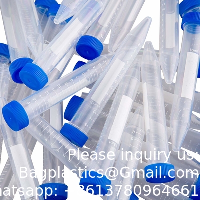 Konieke centrifugebuizen 15 ml, steriele testbuizen van kunststof met schroefkappen, polypropyleencontainer met graduate