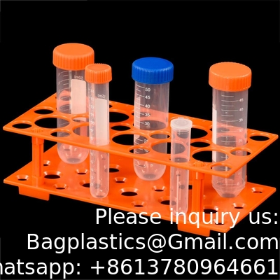 Proefbuisrek, centrifuge-buishouder (2 verpakkingen - blauw en oranje) voor 10 ml, 15 ml, 50 ml, afneembare plastic stand
