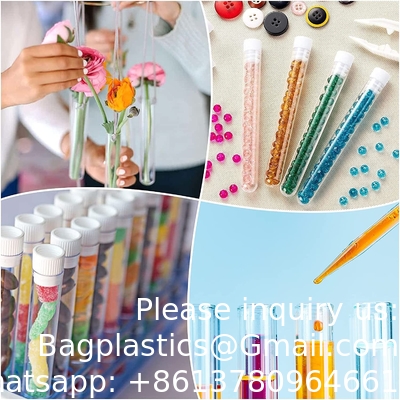 Plastic proefbuizen met rek en dop, 16 x 100 mm met houder voor wetenschappelijke experimenten, Perlen vloeistof
