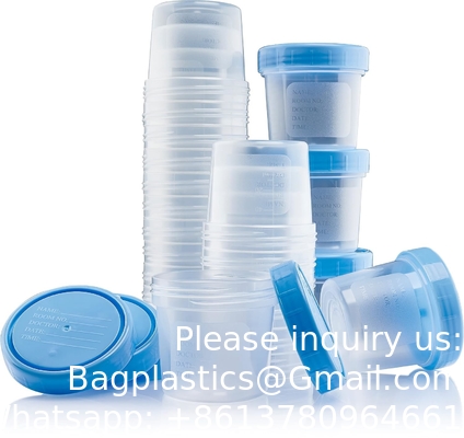 Voorraad Probeeltjesbekers met deksels-lekkestoorend deksel- hoge kwaliteit latexvrije polypropyleen plastic- niet-steriele- 25 4 oz