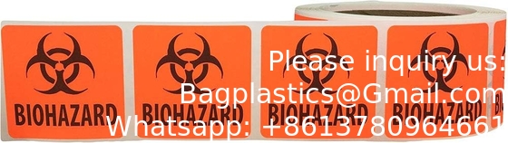 Biogevaar veiligheidslabels 2 x 2 inch vierkanten kleefkleppen Hard hat stickers, bio-gevaar waarschuwingslabels voor laboratoria