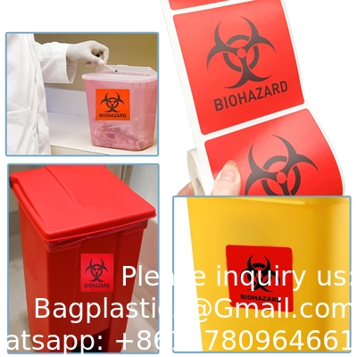 Biogevaar veiligheidslabels 2 x 2 inch vierkanten kleefkleppen Hard hat stickers, bio-gevaar waarschuwingslabels voor laboratoria