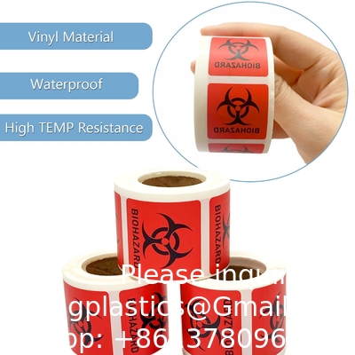 Biogevaar veiligheidslabels 2 x 2 inch vierkanten kleefkleppen Hard hat stickers, bio-gevaar waarschuwingslabels voor laboratoria