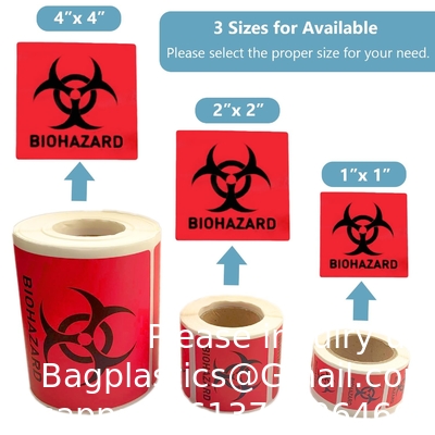 Biogevaar veiligheidslabels 2 x 2 inch vierkanten kleefkleppen Hard hat stickers, bio-gevaar waarschuwingslabels voor laboratoria