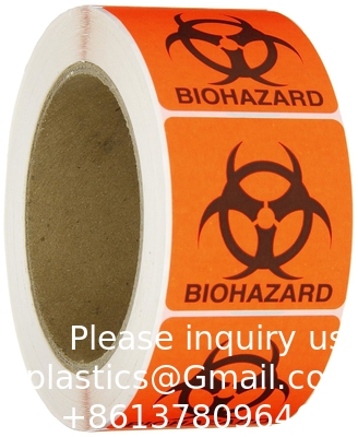 Biogevaar veiligheidslabels 2 x 2 inch vierkanten kleefkleppen Hard hat stickers, bio-gevaar waarschuwingslabels voor laboratoria