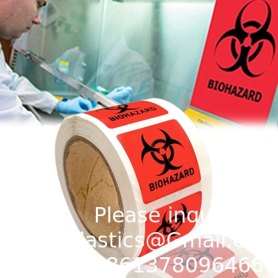 Biogevaar veiligheidslabels 2 x 2 inch vierkanten kleefkleppen Hard hat stickers, bio-gevaar waarschuwingslabels voor laboratoria