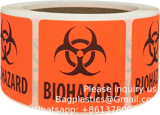 Biogevaar veiligheidslabels 2 x 2 inch vierkanten kleefkleppen Hard hat stickers, bio-gevaar waarschuwingslabels voor laboratoria