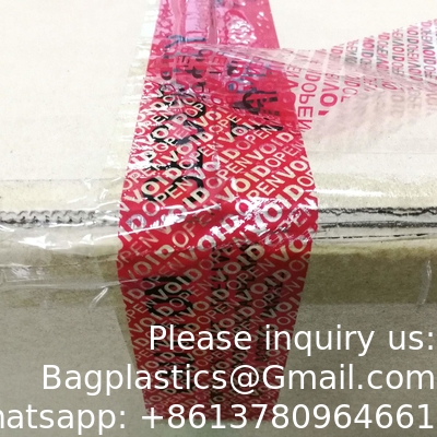 Verpakkingsband tegen manipulatie (2 inch x 55 meter x 2 mil, ultradikke ¢Void ¢ film, rood)