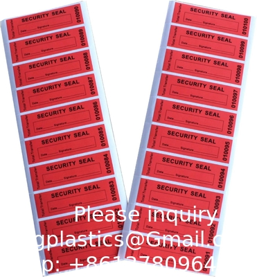 Overdracht Tamper Proof Security Guarantee Void Stickers/Labels/Seals (Rood, 1 X 3,35 inch, serienummers)