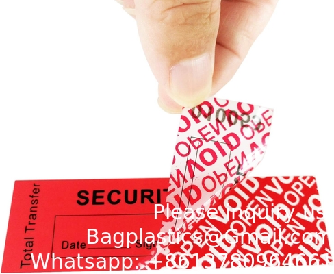 Overdracht Tamper Proof Security Guarantee Void Stickers/Labels/Seals (Rood, 1 X 3,35 inch, serienummers)